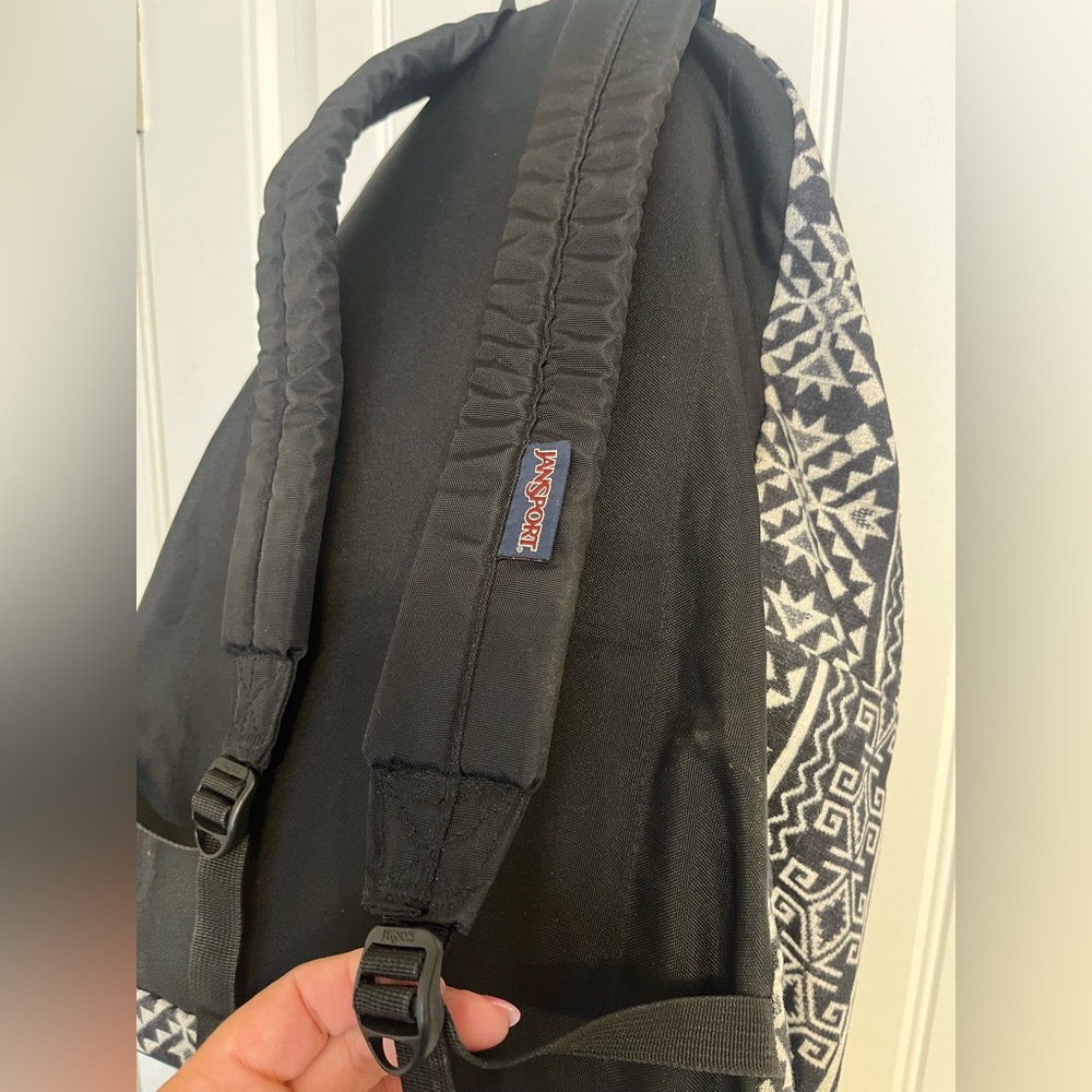 Jansport Black and White Geometric Pattern Backpack - Picture 2 of 5